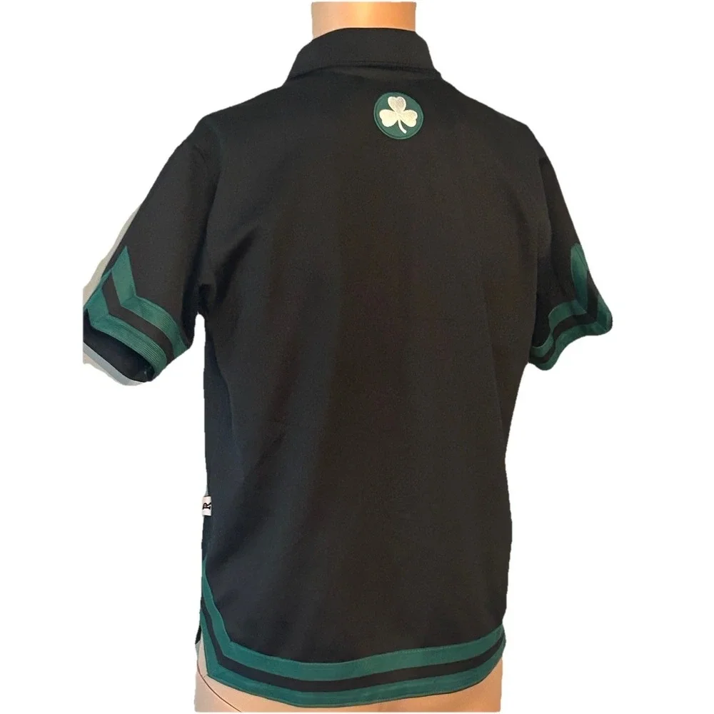 Boston Celtics Nike Warm Up Jersey Men's Medium Snap Shirt Black Green NBA